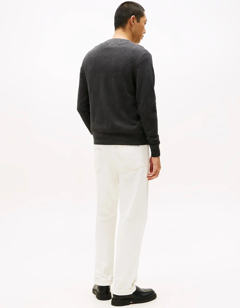 Organic Cotton Cashmere Mens Crew Sweater - Dark Grey Heather