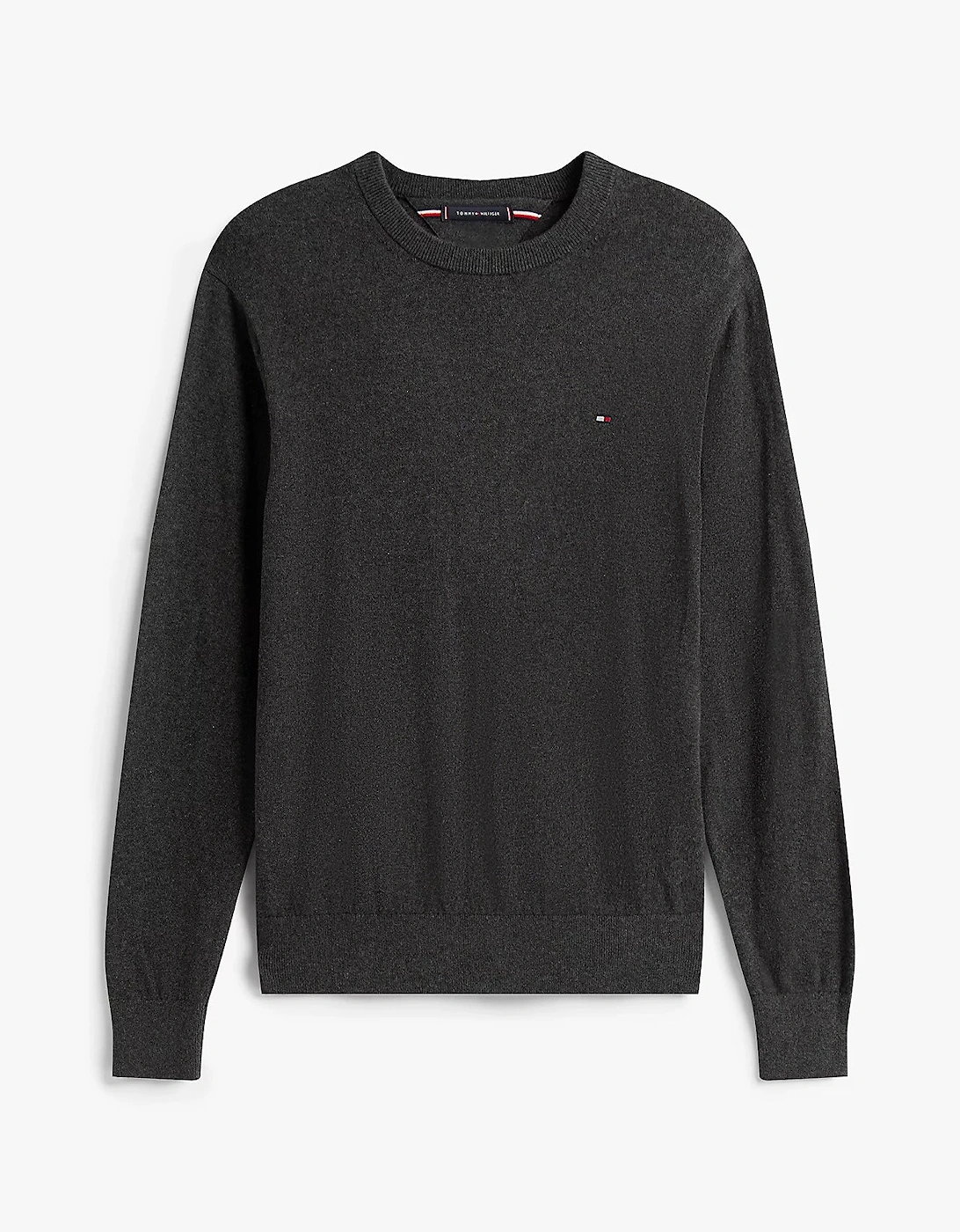 Organic Cotton Cashmere Mens Crew Sweater - Dark Grey Heather