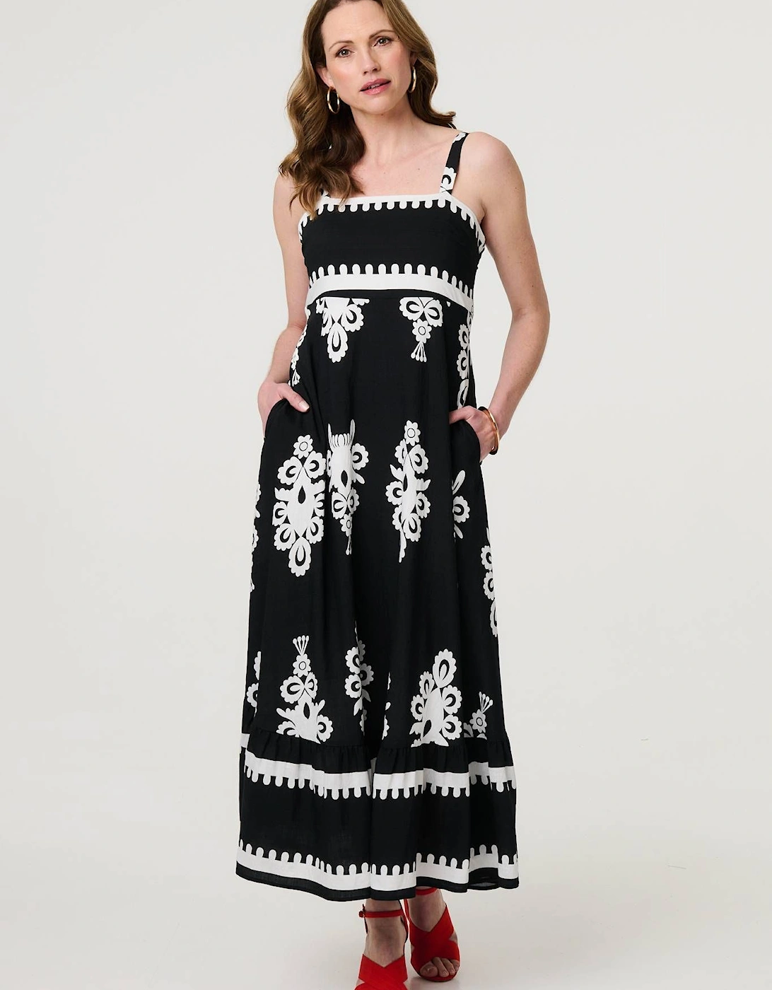 Ikat Print Sleeveless A-Line Maxi Dress, 2 of 1