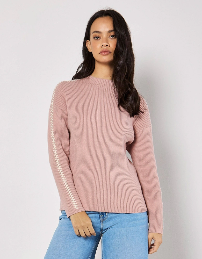 Blanket Stitch Ribbed Jumper