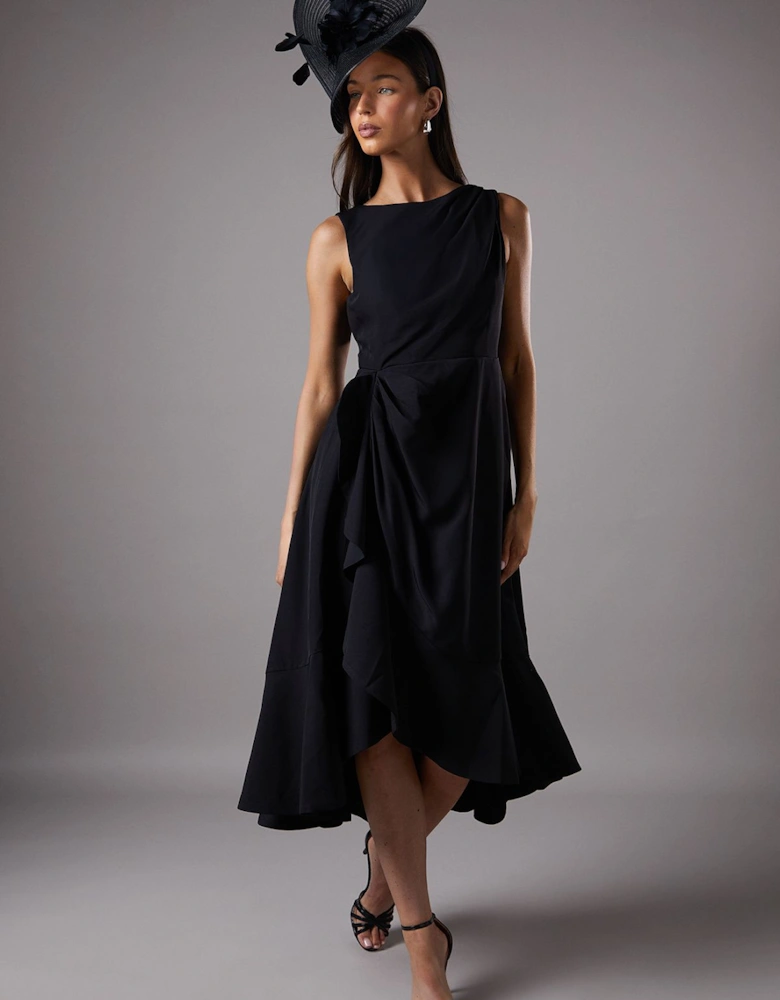 Crepe Ruffle Dress With Low Back