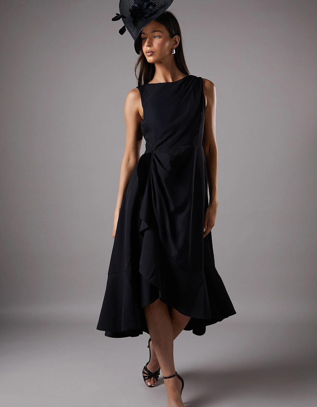 Crepe Ruffle Dress With Low Back, 2 of 1