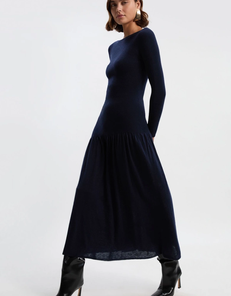 Wool Blend Sheer Knitted Skirt Dress