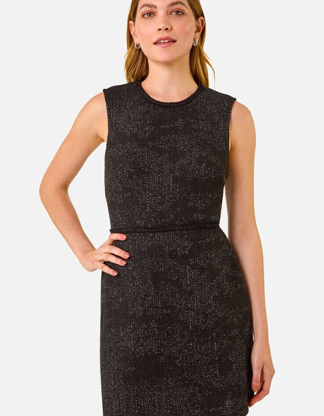 Textured Trim Detail Stretch Dress, 2 of 1