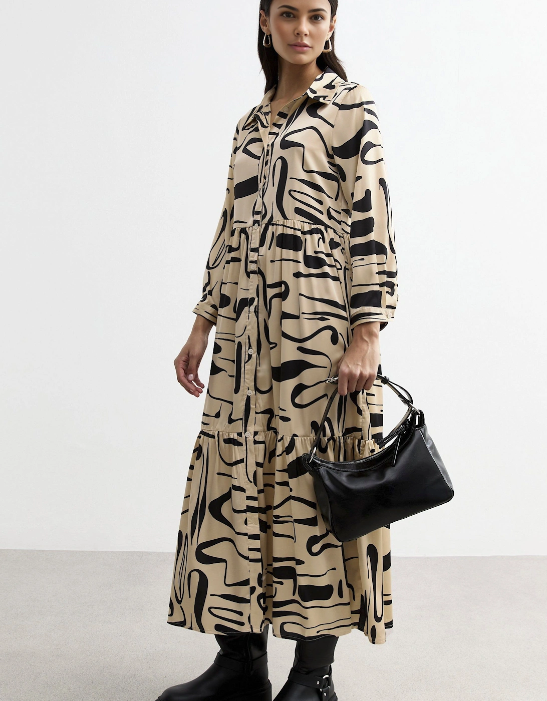 Relaxed Fit Printed Midi Shirt Dress, 2 of 1
