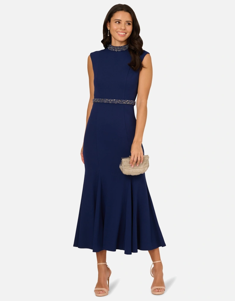 Pearl Crepe Trim Dress