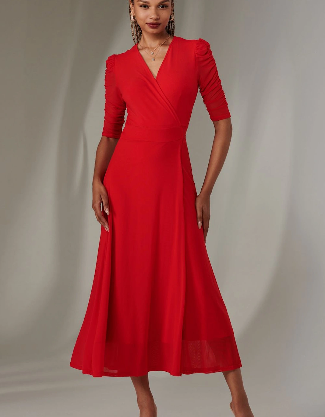 Zeena Plain Wrap Mesh Maxi Dress, 2 of 1