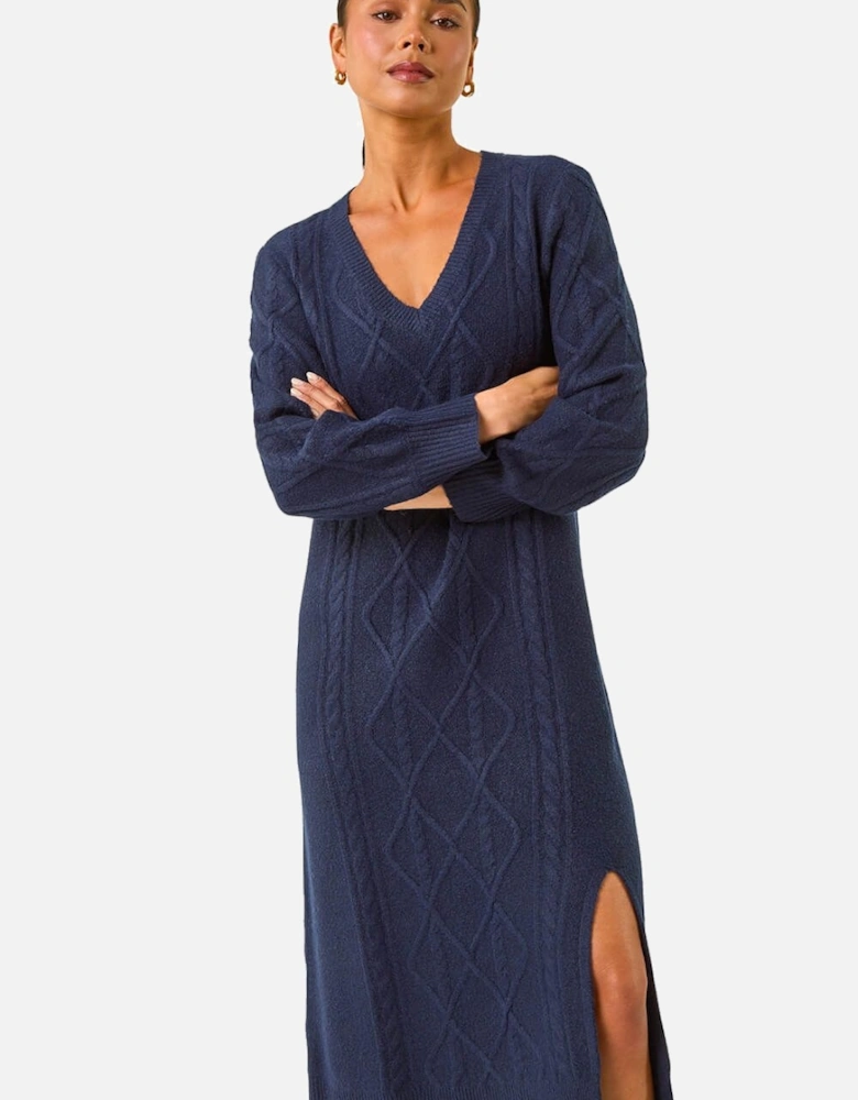 Petite V-Neck Knit Midi Dress