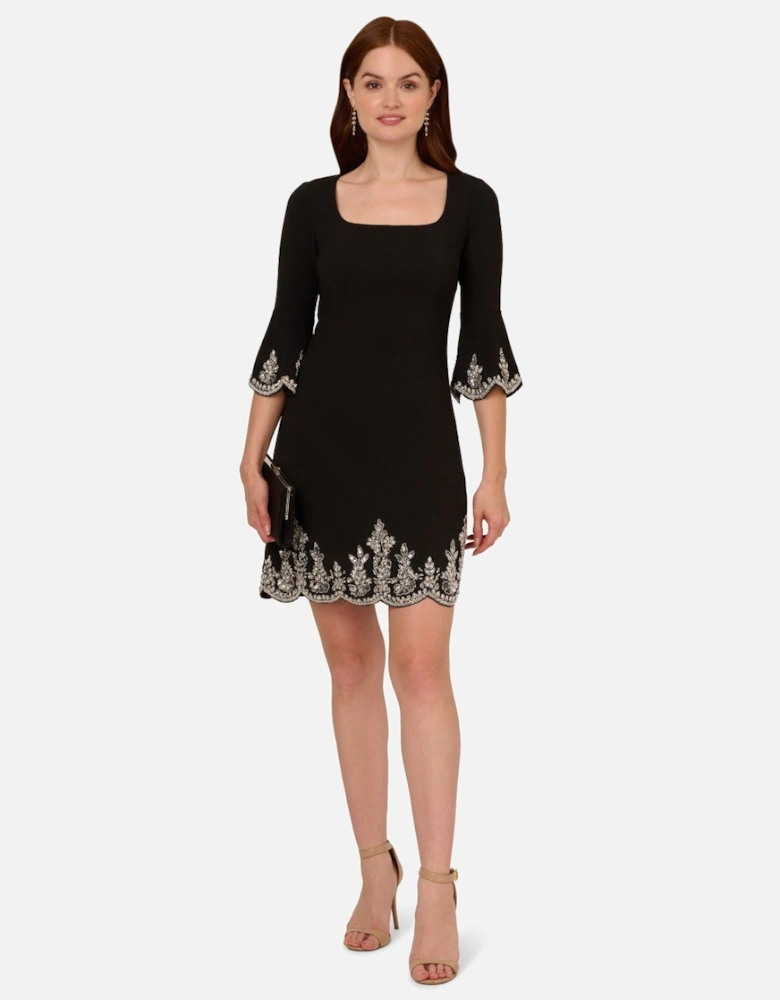 Beaded Crepe Bell Sleeve