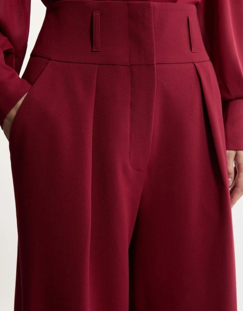 Compact Stretch Essential Tailored High Waist Wide Leg Trouser