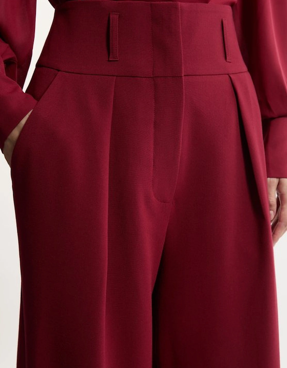 Compact Stretch Essential Tailored High Waist Wide Leg Trouser