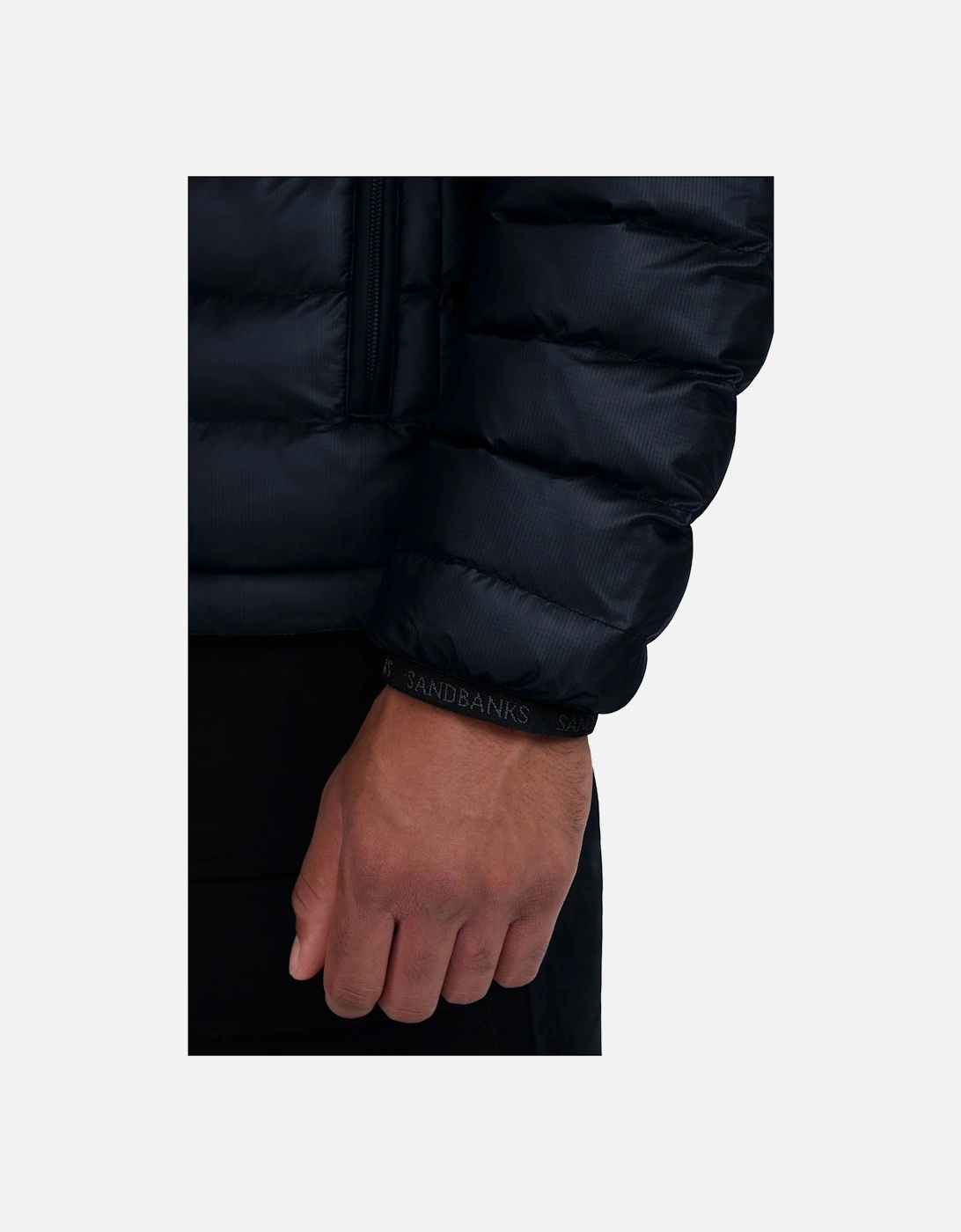 HOODED RIPSTOP MICRO PUFFER JACKET NAVY