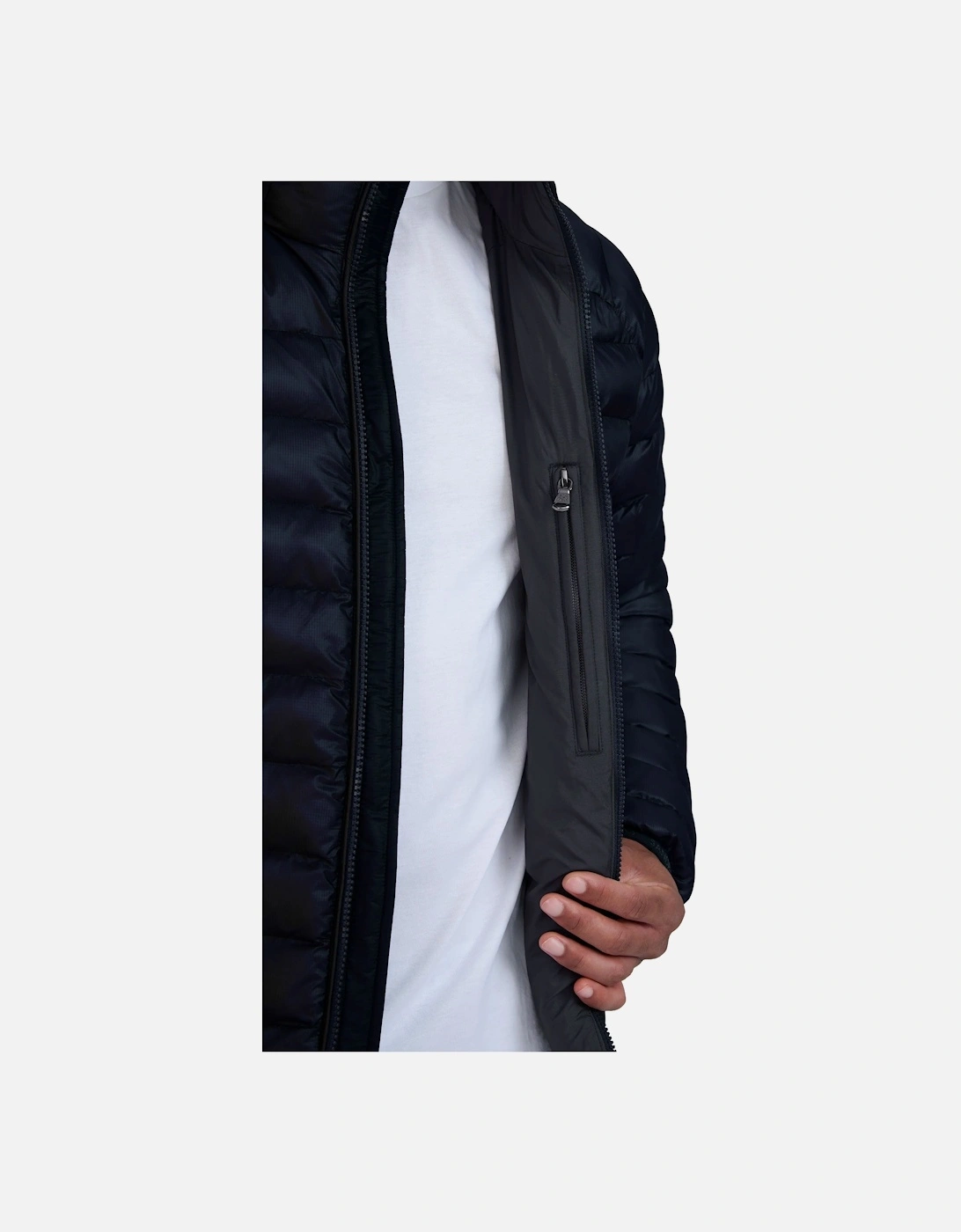 HOODED RIPSTOP MICRO PUFFER JACKET NAVY