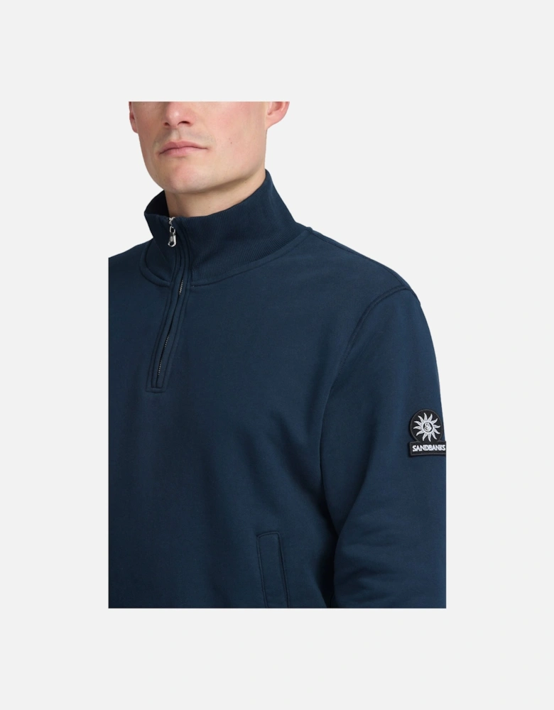 BADGE LOGO QUARTER ZIP SWEATSHIRT NAVY