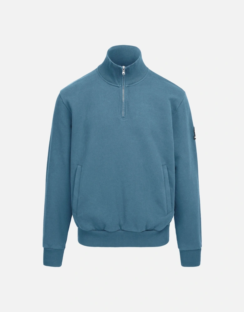 BADGE LOGO QUARTER ZIP SWEATSHIRT TEAL