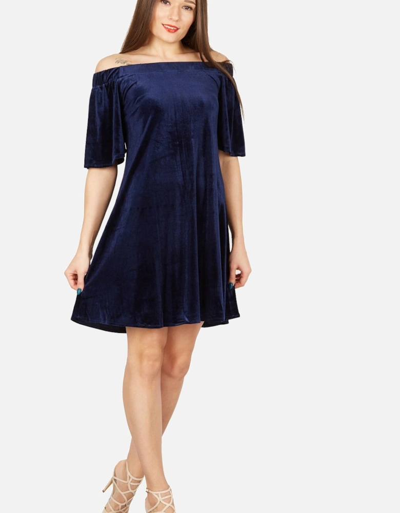 Bardot Swing Flared Velvet Dress