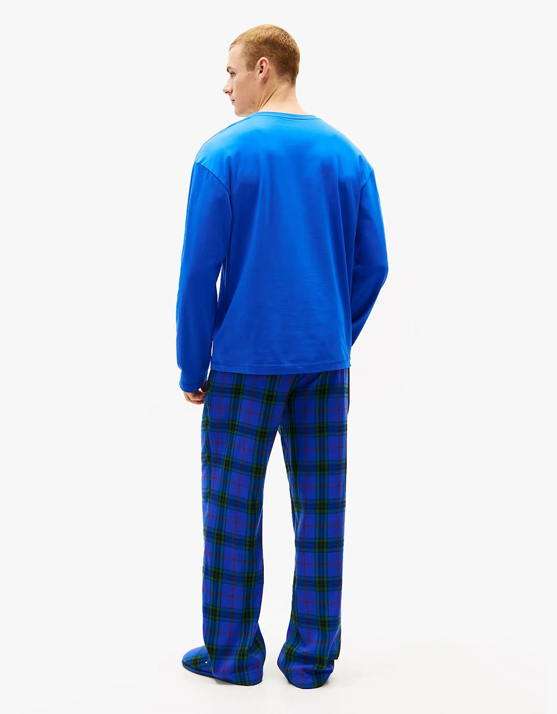 FLANNEL Pyjama Set With SLIPPERS Mens Blue Tartan