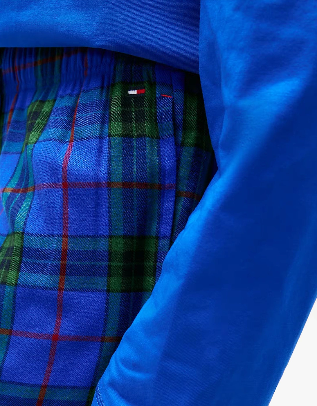 FLANNEL Pyjama Set With SLIPPERS Mens Blue Tartan
