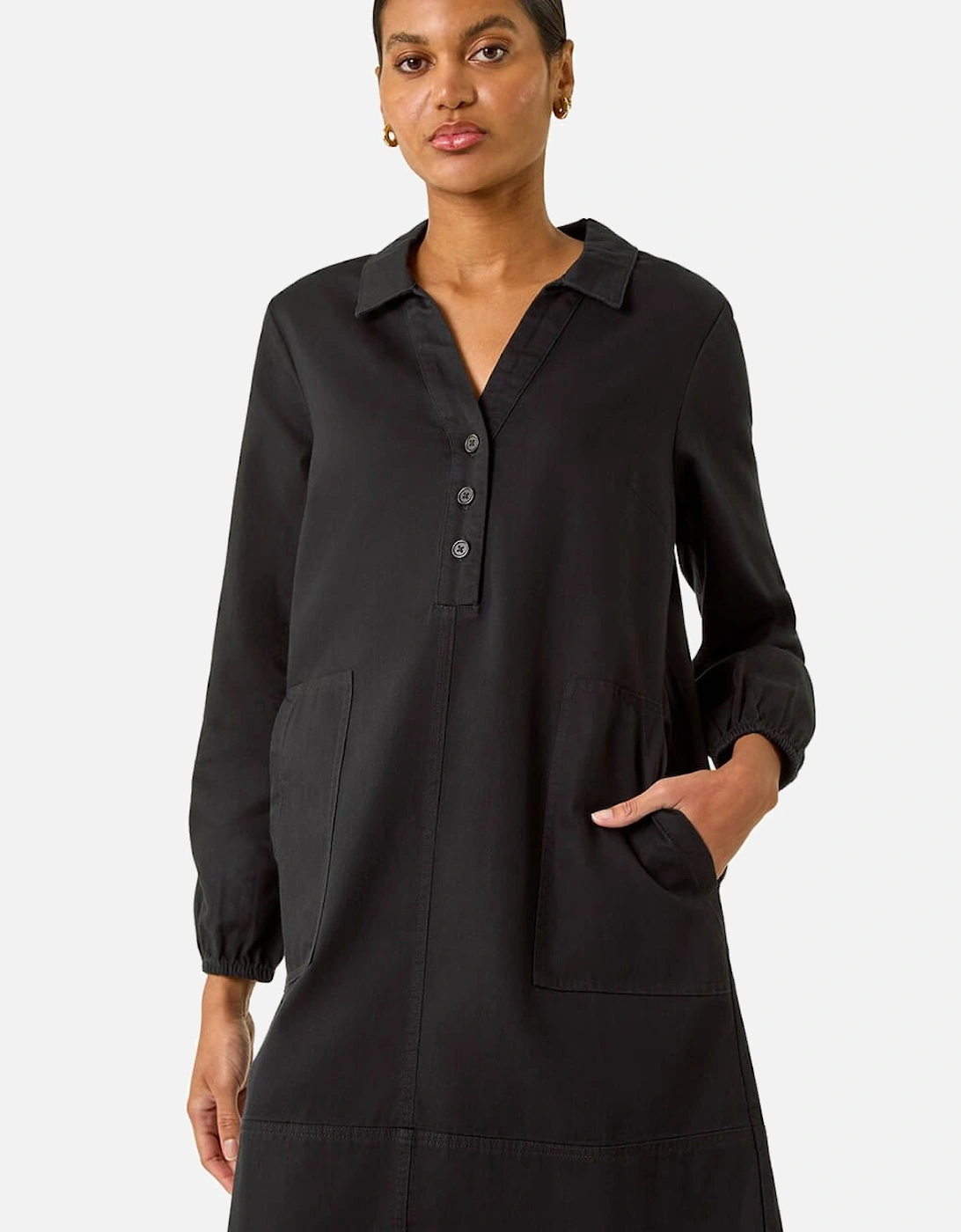 Collared Shift Shirt Dress, 2 of 1