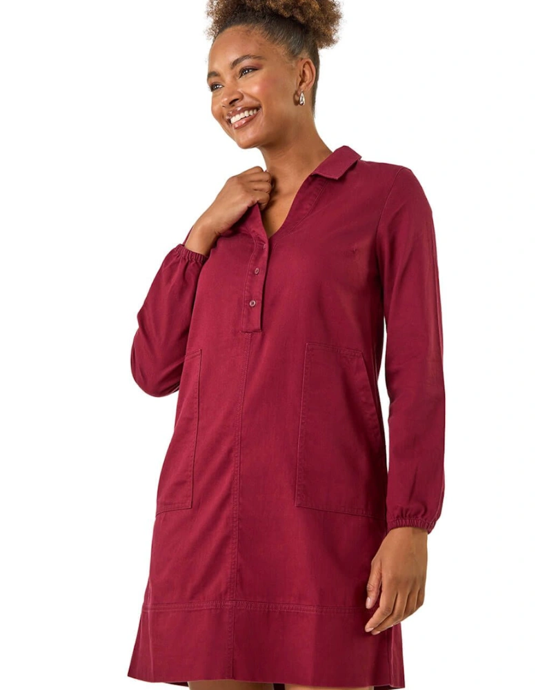 Collared Shift Shirt Dress