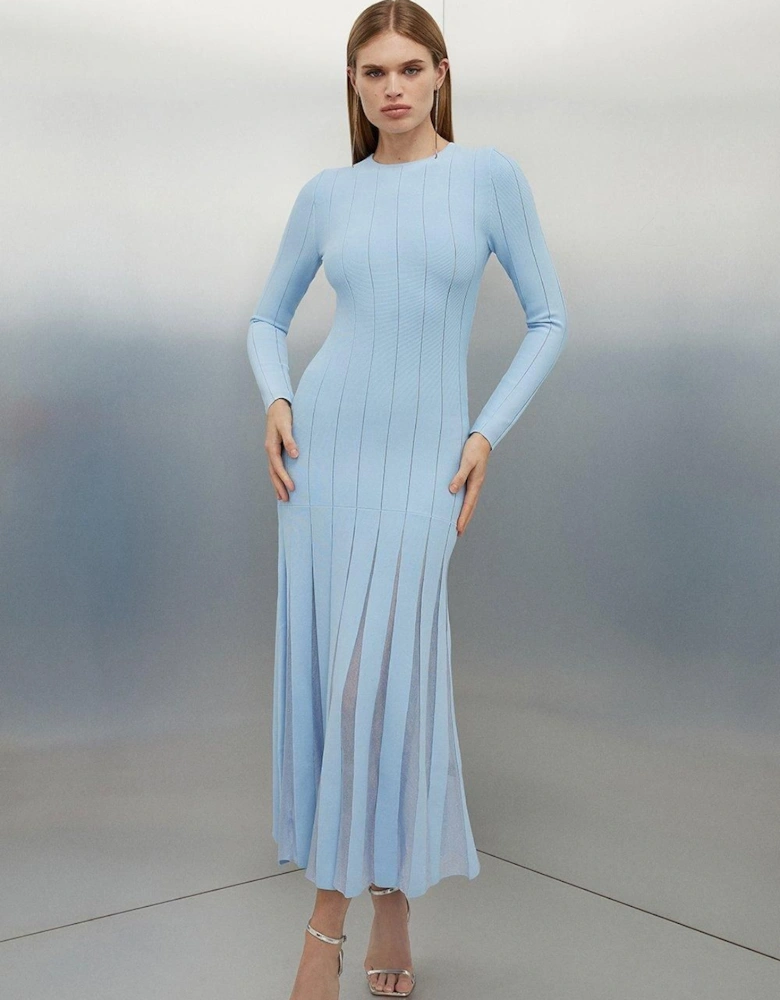 Viscose Blend Filament Full Skirt Knit Midi Dress