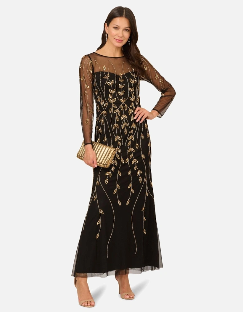 Long Sleeve Beaded Dress