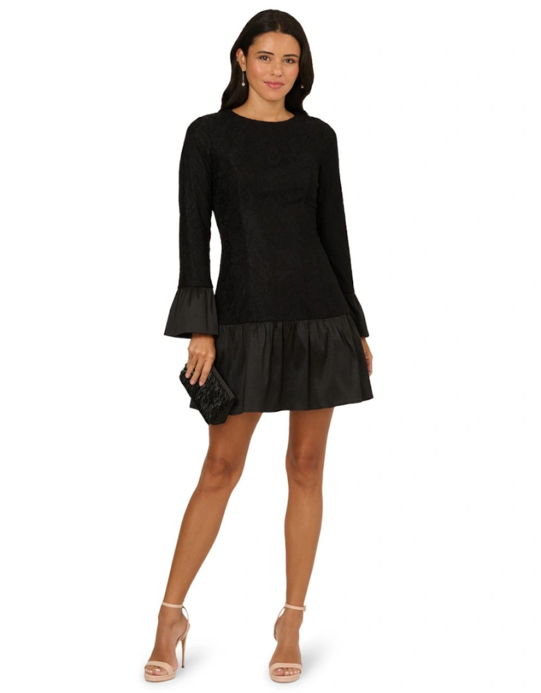 Lace Taffeta Flounce Dress