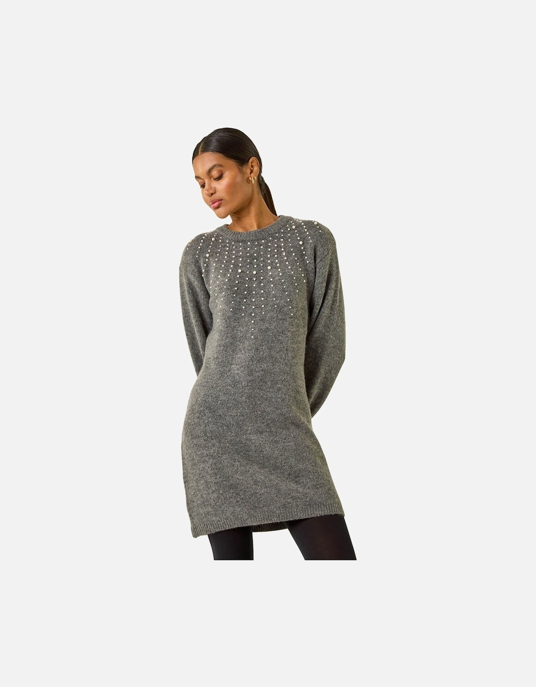 Faux Pearl Embellished Knit Dress, 2 of 1