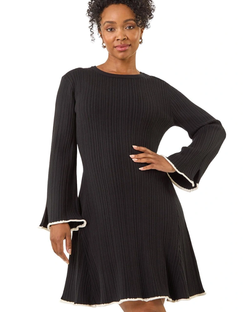 Petite Contrast Trim Knit Dress