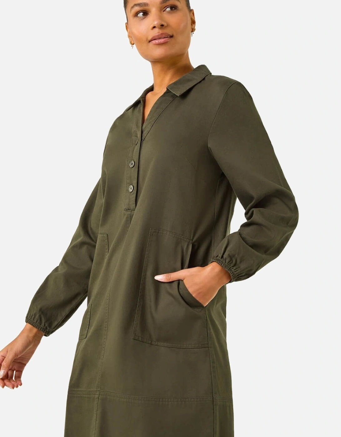 Collared Shift Shirt Dress, 2 of 1