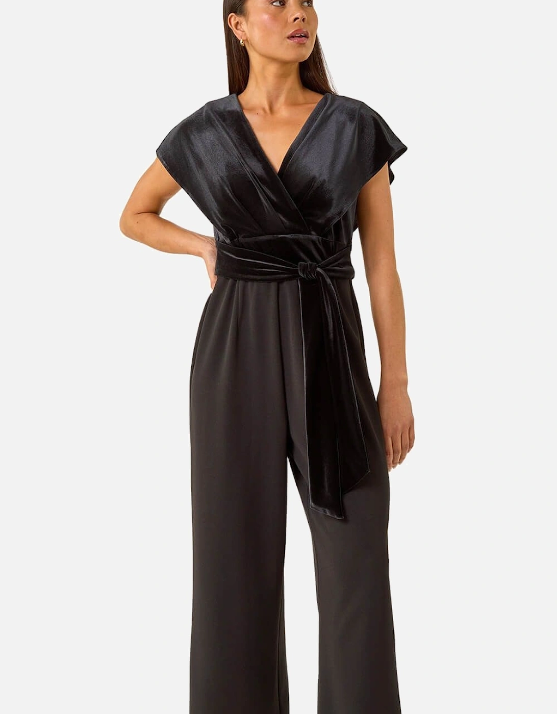Petite Velvet Contrast Jumpsuit, 2 of 1