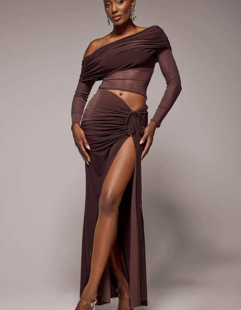 Super Split Front Drawstring Maxi Skirt