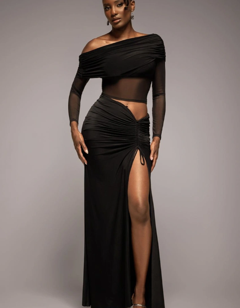 Super Split Front Drawstring Maxi Skirt