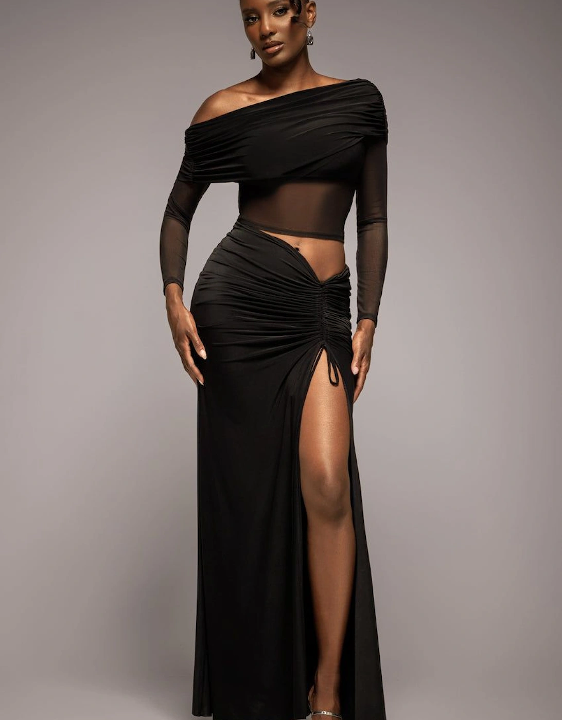 Super Split Front Drawstring Maxi Skirt, 2 of 1