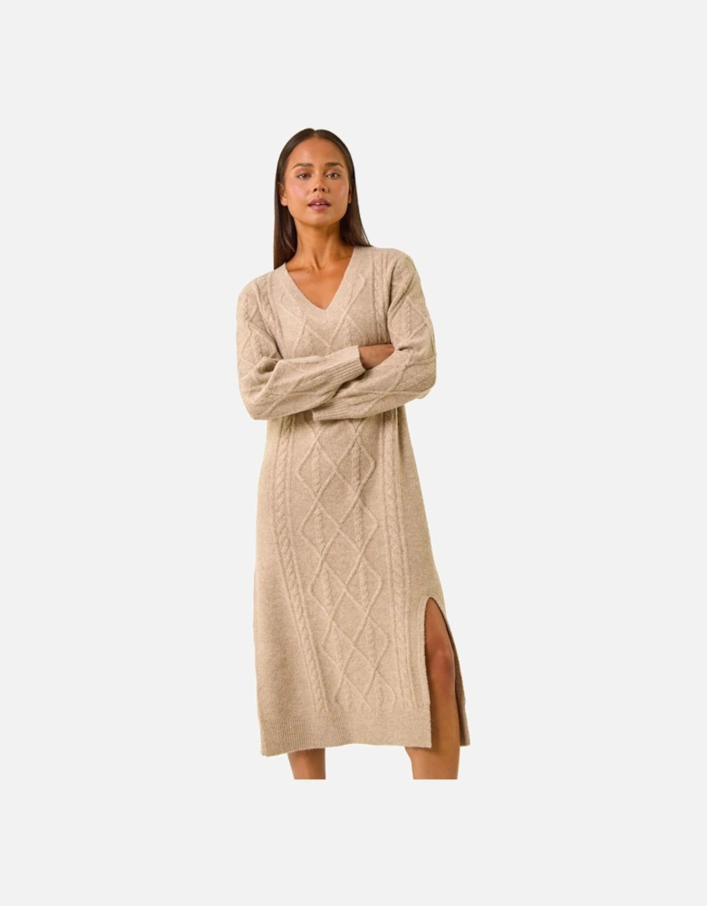 Petite V-Neck Knit Midi Dress