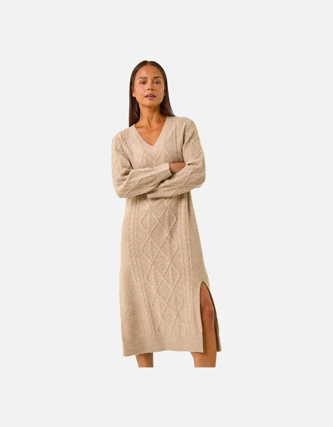 Petite V-Neck Knit Midi Dress, 2 of 1