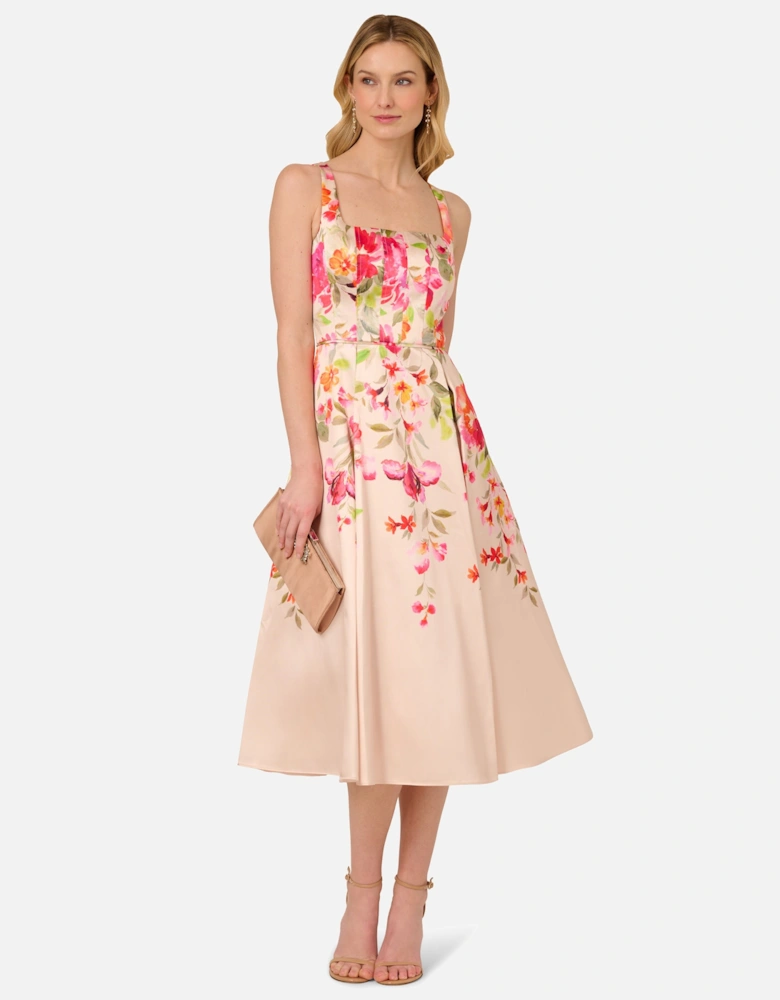 Border Mikado Midi Dress