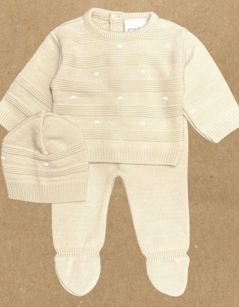 Boys Beige Knit Pant Set