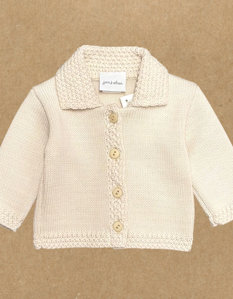 Beige Collared Cardigan