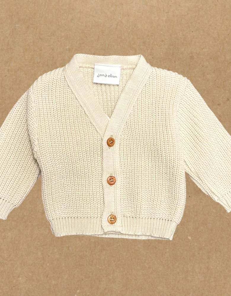 Beige Ribbed Cardigan