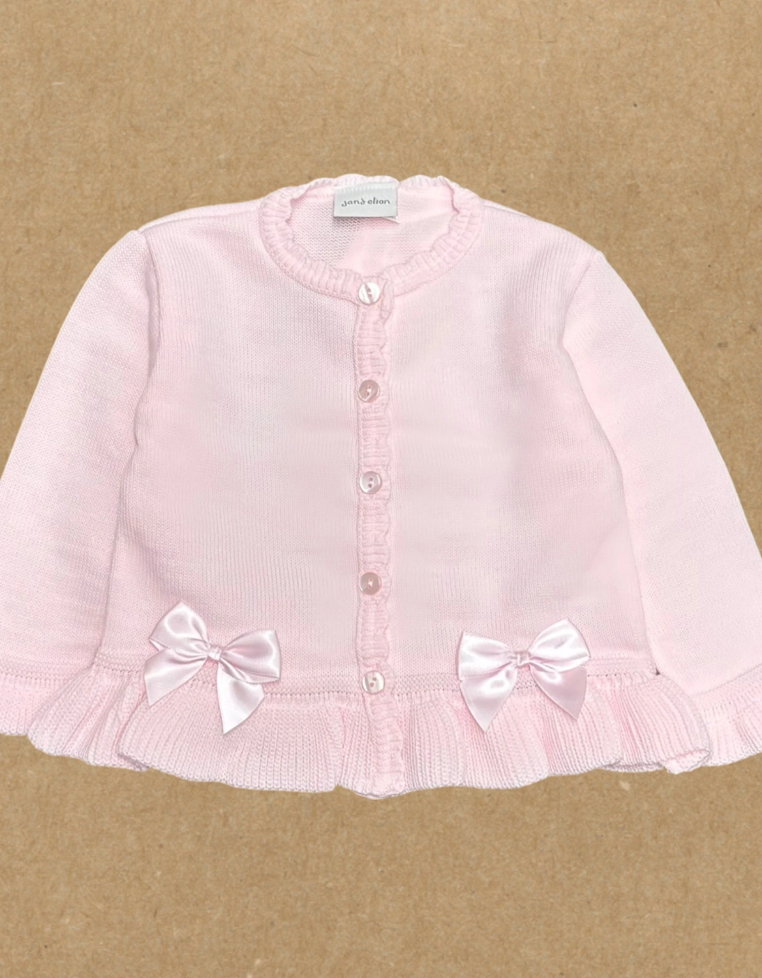Girls Pale Pink Frill Cardigan, 2 of 1