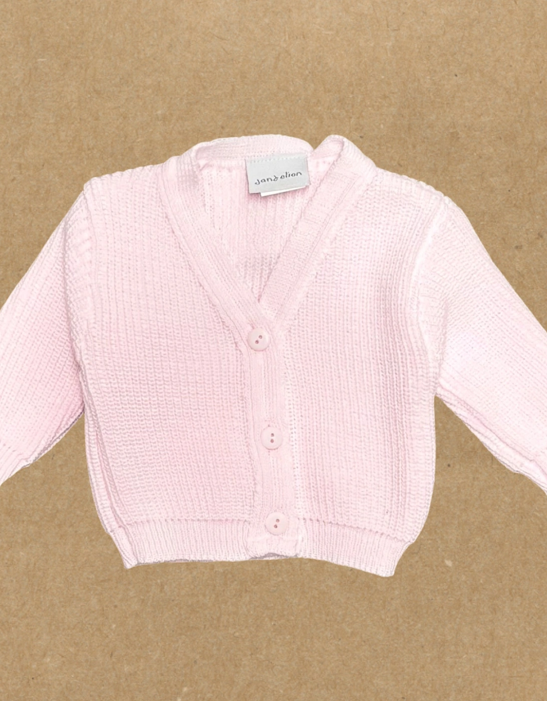 Girls Pale Pink Ribbed Cardigan, 2 of 1