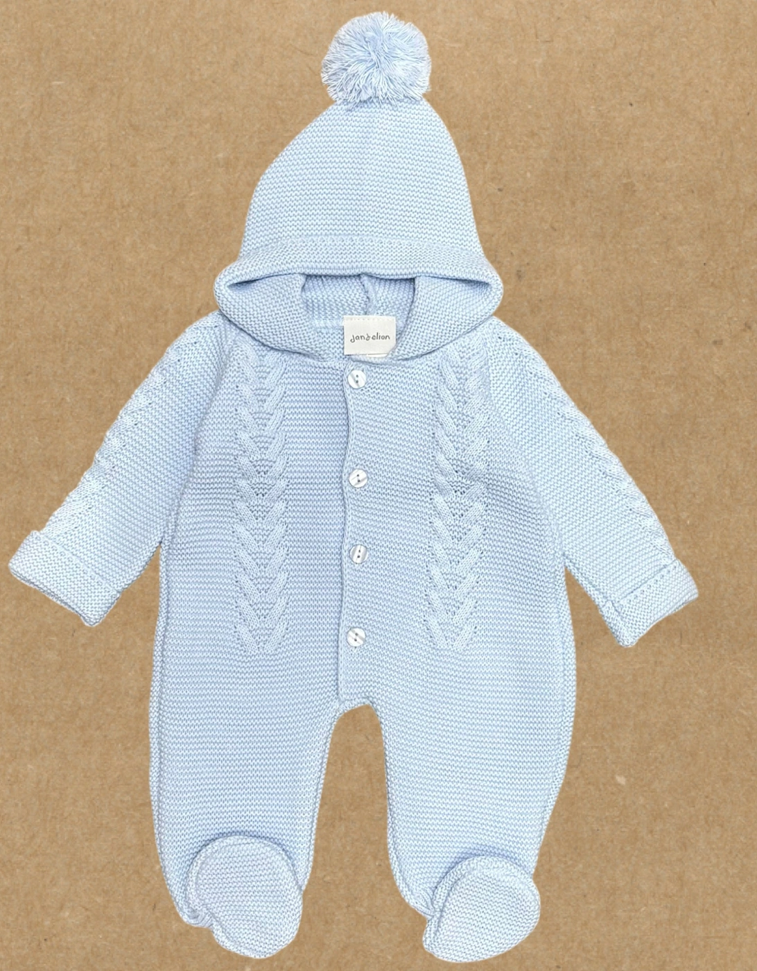 Boys Pale Blue Knit Pramsuit, 2 of 1