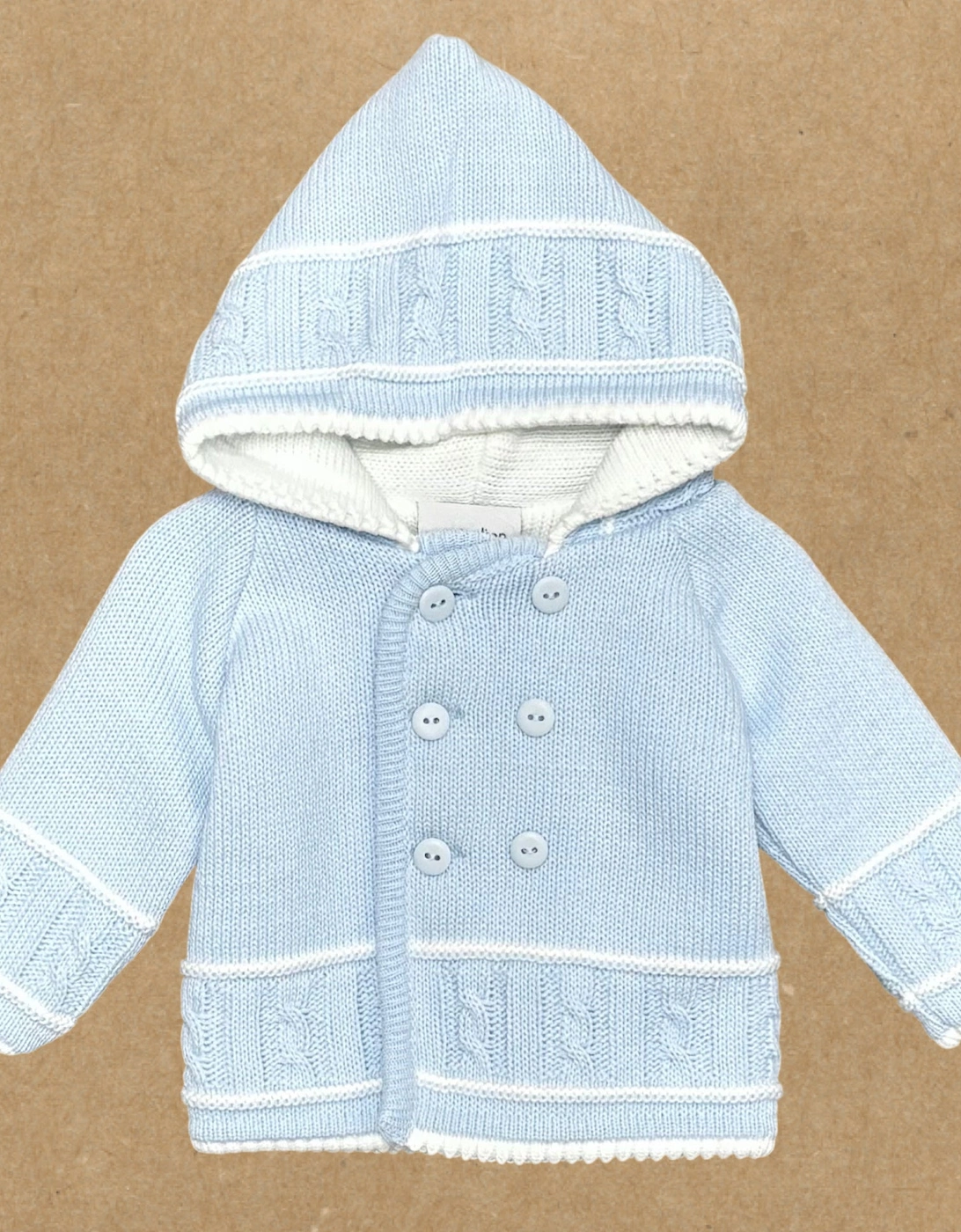 Boys Pale Blue Chunky Knit Cardigan, 2 of 1