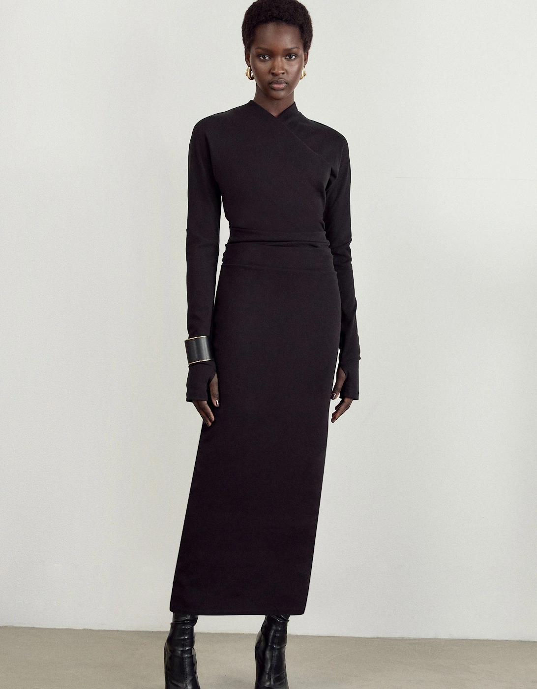 Soft Touch Jersey Asymmetric Neck Midi Dress, 2 of 1