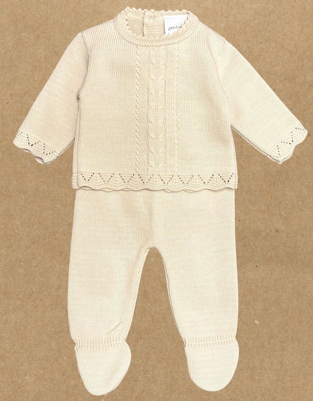 Boys Beige Knit Pant Set, 2 of 1
