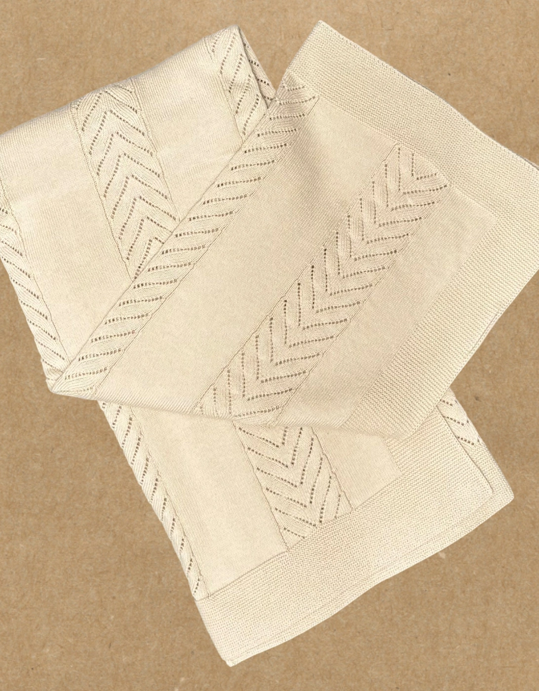 Beige Pattern Knit Shawl, 2 of 1