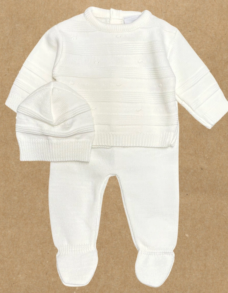 Boys White Knit Pant Set
