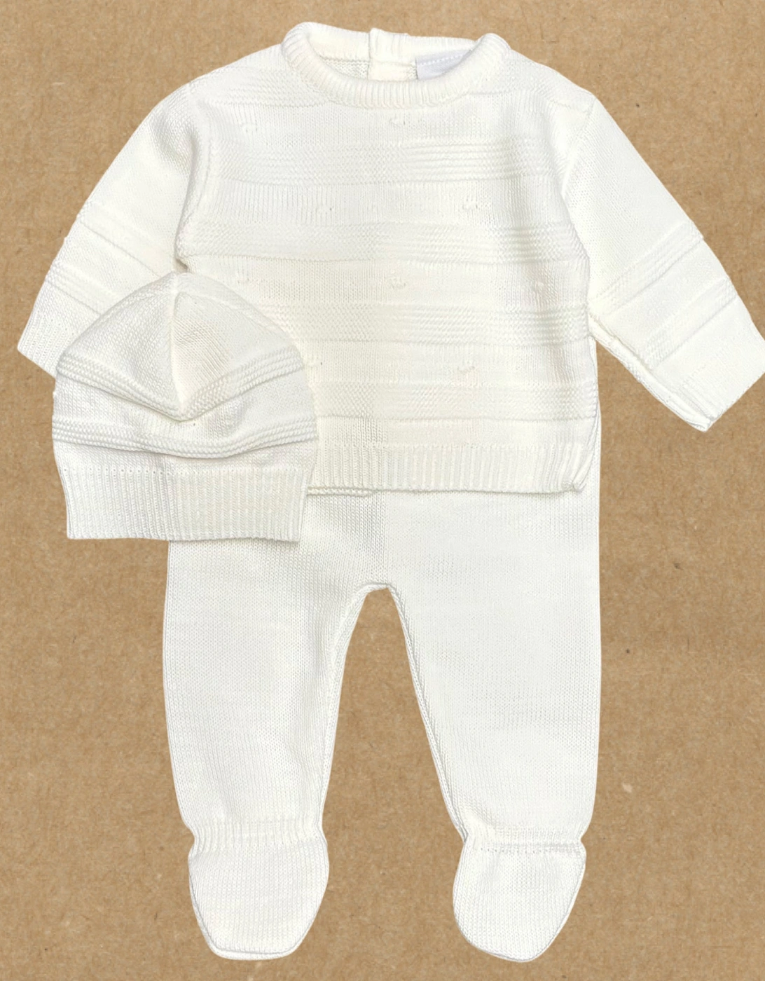 Boys White Knit Pant Set, 2 of 1
