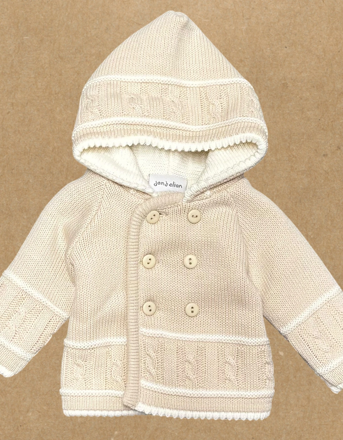 Boys Beige Chunky Knit Cardigan, 2 of 1